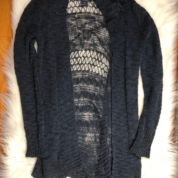 Women's Knitted Cardigan Long Sleeve, Navy Blue XS - Picture 2 of 4
